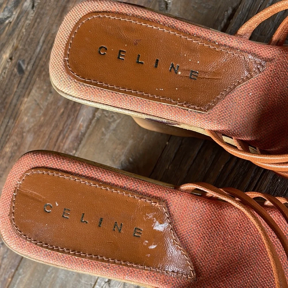 Vintage‎ CELINE soft soled strap wedge sandals